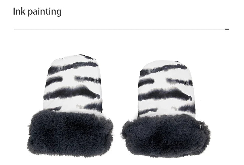 Stroller Gloves 1 Pair Winter Windproof Warm Cute Bear Brown Style Universal Prams Gloves Waterproof Baby Stroller Accessories
