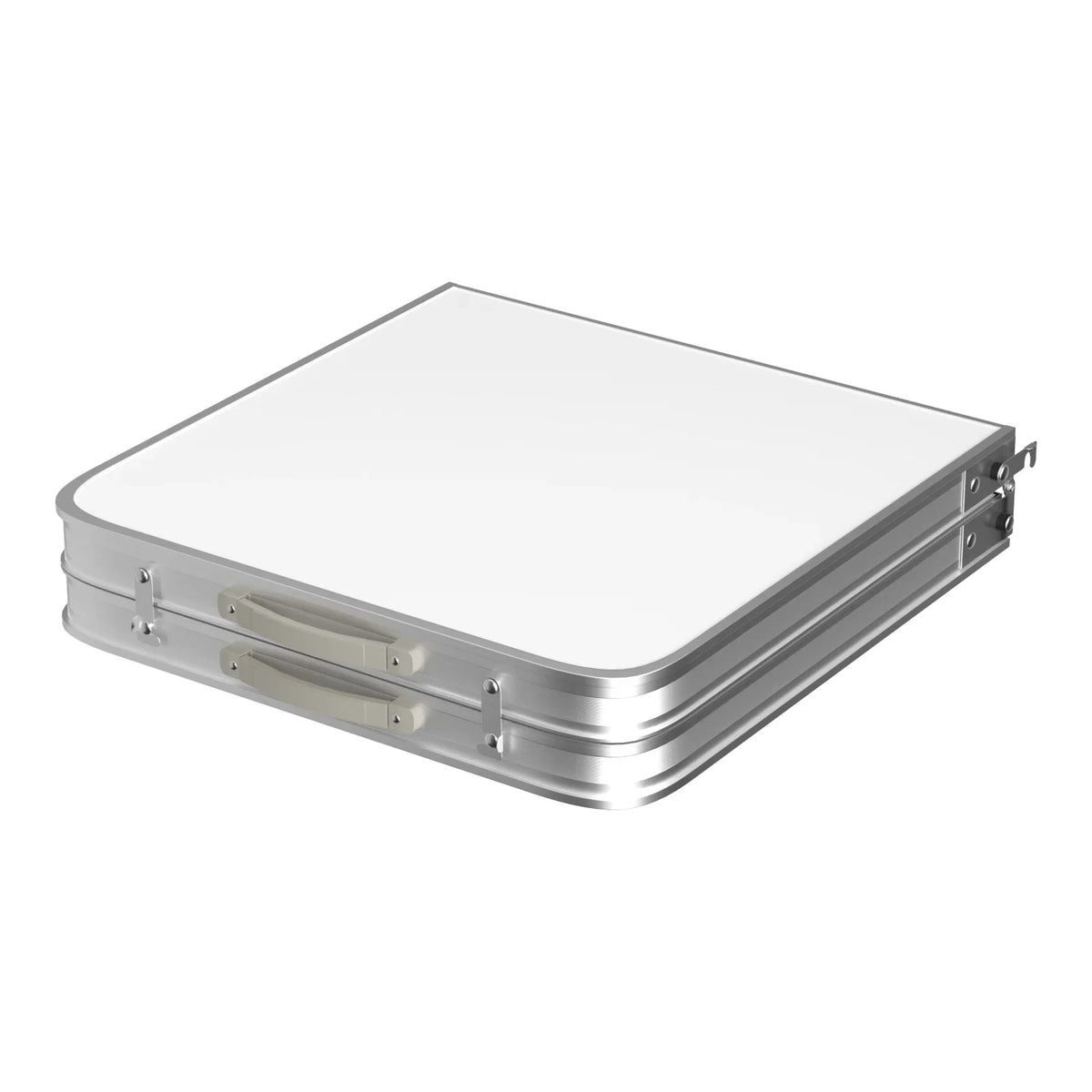 Features:  - Folding table with carry handle  - Moulded plastic top - includes handy carrying handle  - Sturdy aluminum alloy fr