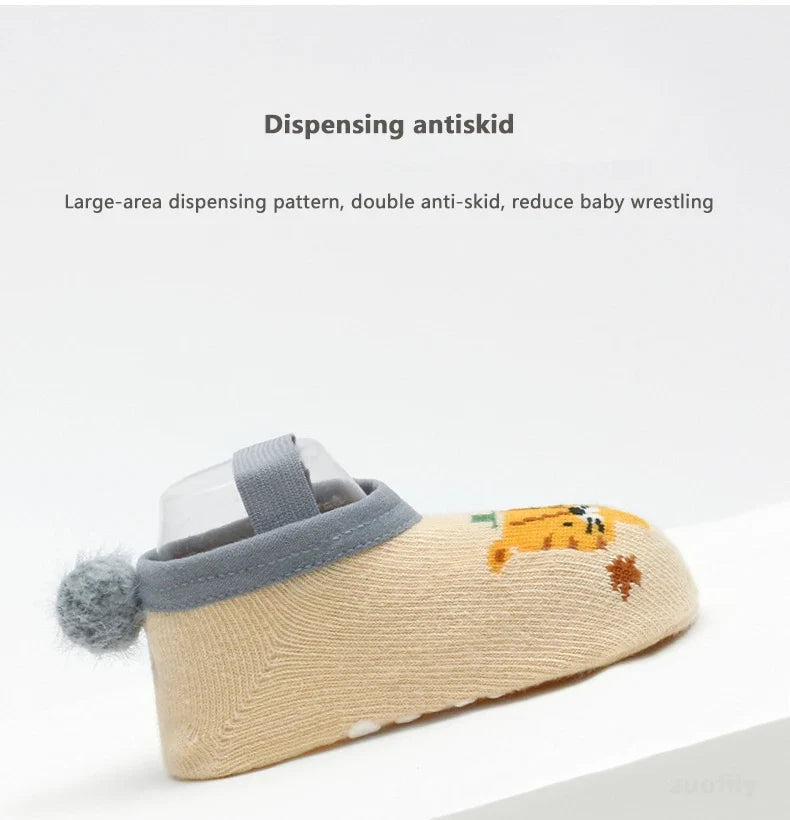 Spring Anti Slip Baby Socks Toddler Kids Floor Socks with Rubber Soles Autumn Newborn Baby Boy Girl Cartoon Cute Ball Warm Socks