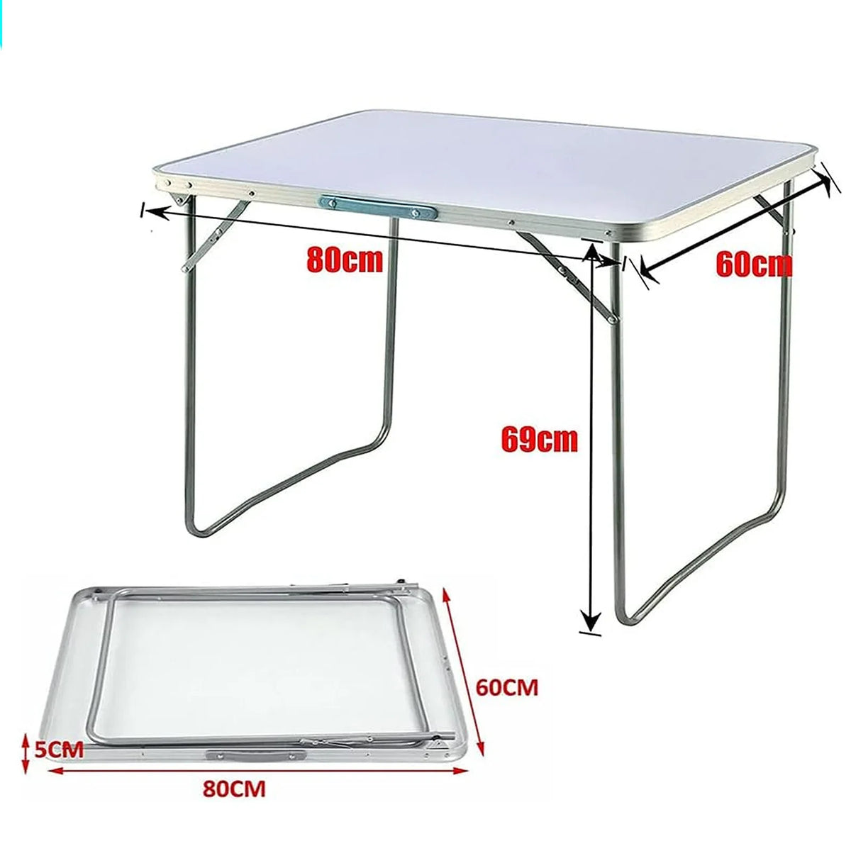 EFAN Folding Table 6FT/80CM Portable Aluminium Party Kitchen BBQ Trestle Outdoor Tool for Camping Picnic Garden Study Writing