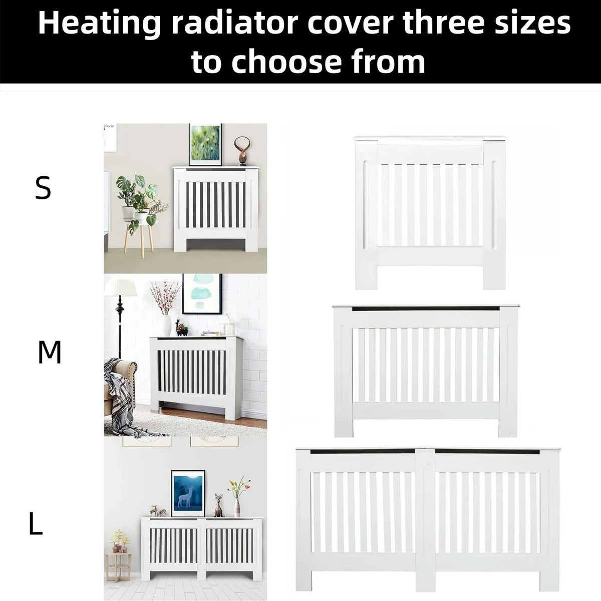BRIEFNESS Radiator cover Wooden wall-mounted White painted MDF cupboard heater cover Modern heating cover Barbecue cabinet shelf