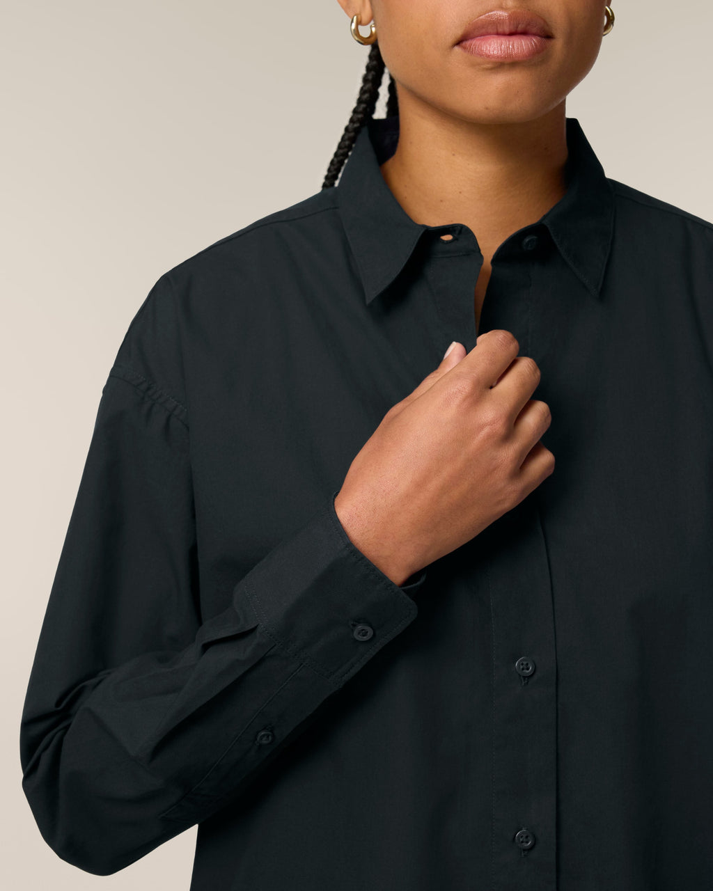 Organic Poplin Long Sleeve Shirt: Womens