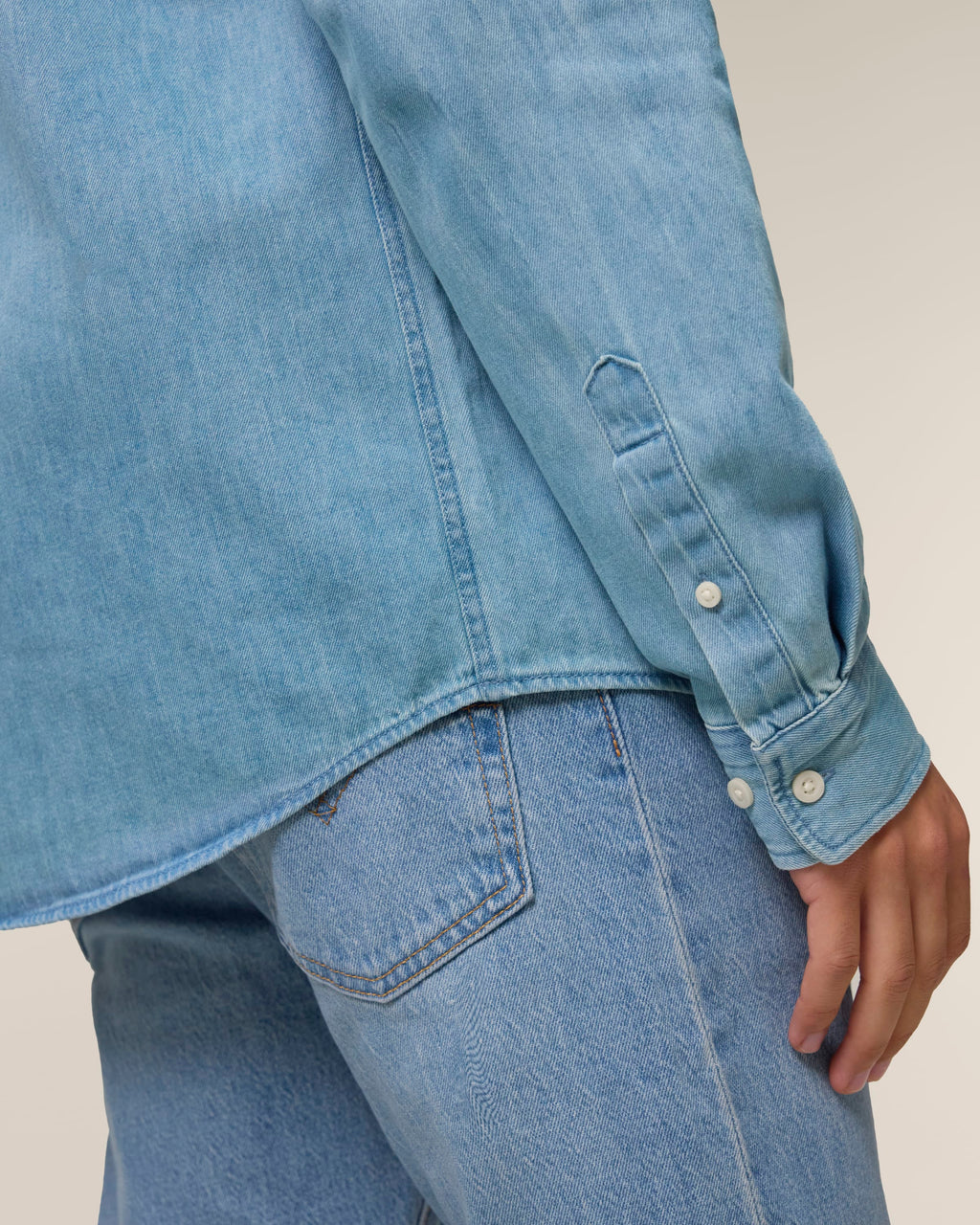 Organic Cotton Long Sleeve Denim Shirt: Mens