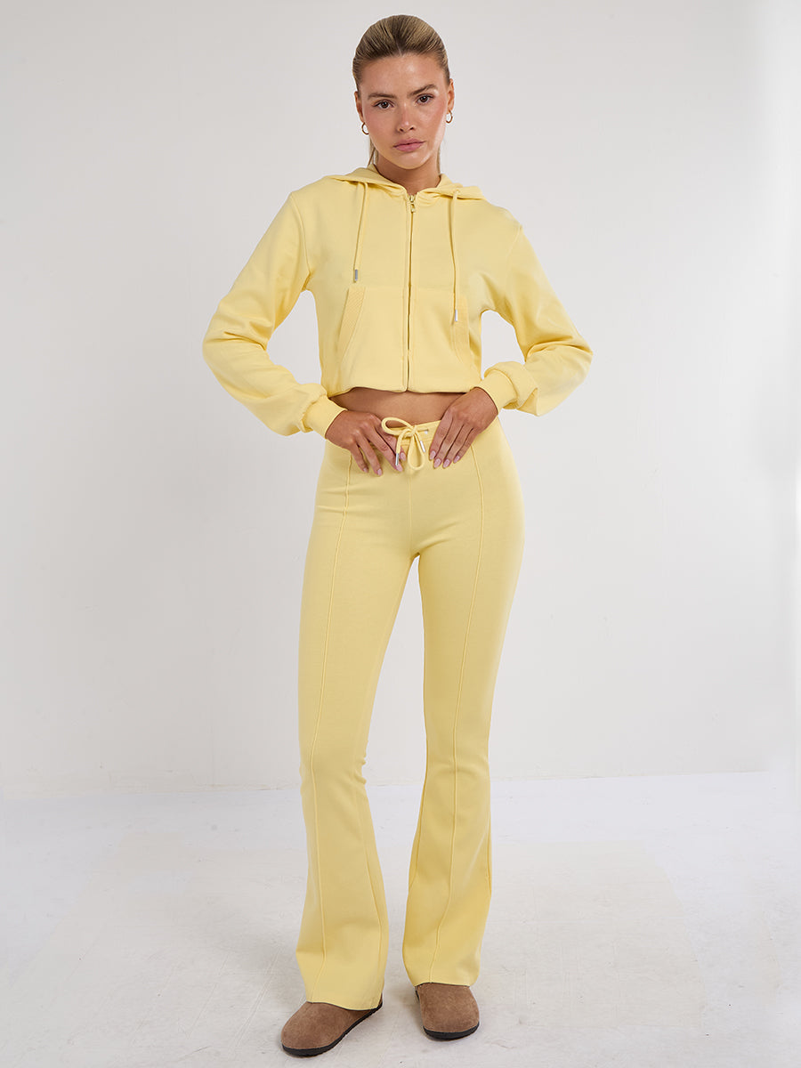 Interlock Cropped Zip Hoodie and Flared Trouser Set
