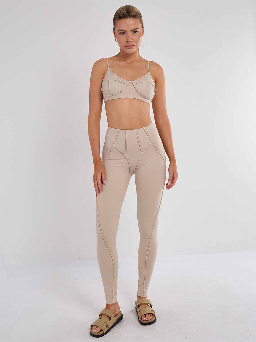Seam Detail Bralet and Leggings Gym Set