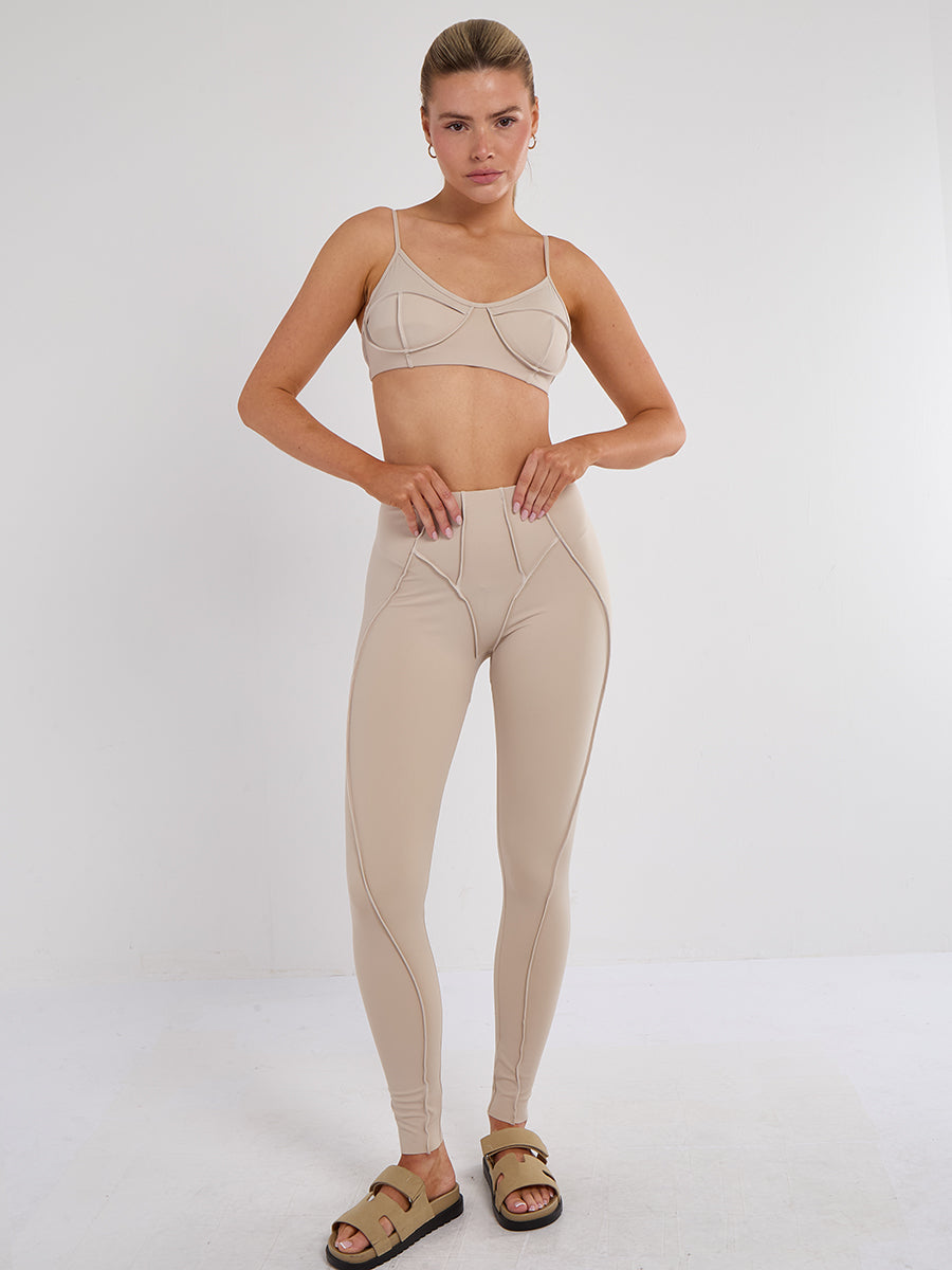 Seam Detail Bralet and Leggings Gym Set