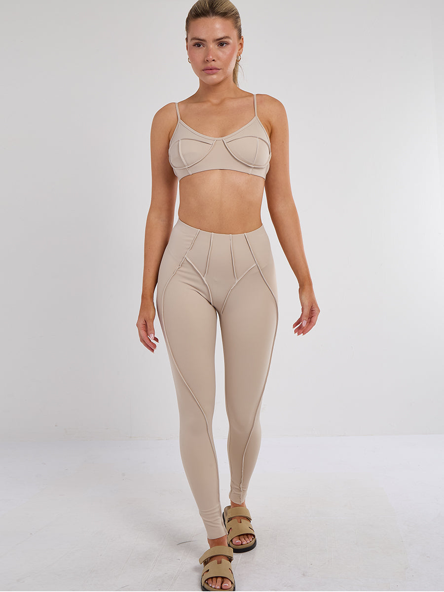 Seam Detail Bralet and Leggings Gym Set