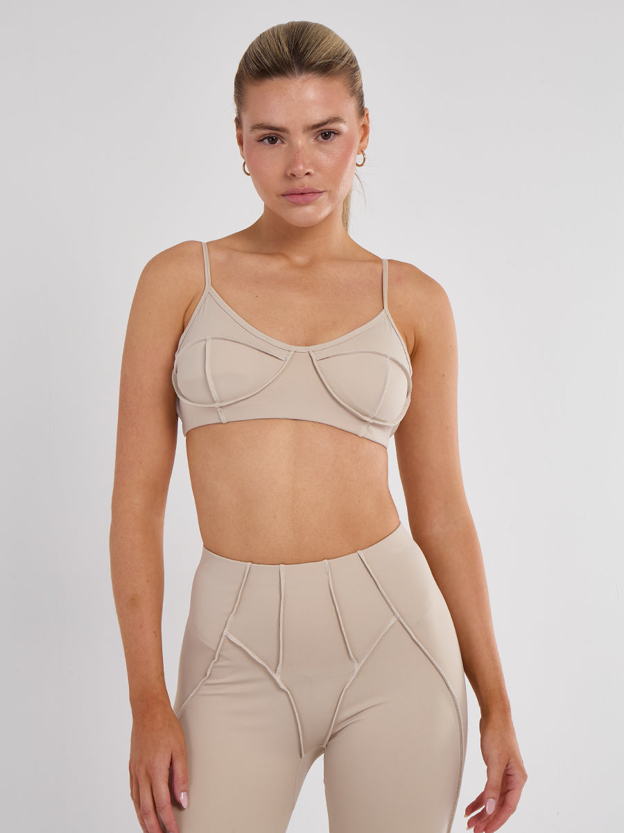 Seam Detail Bralet and Leggings Gym Set