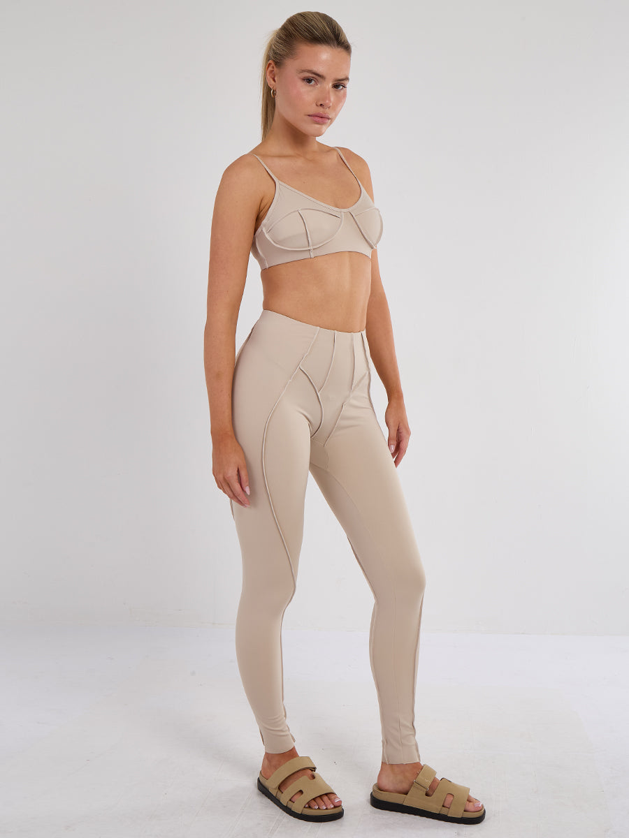 Seam Detail Bralet and Leggings Gym Set