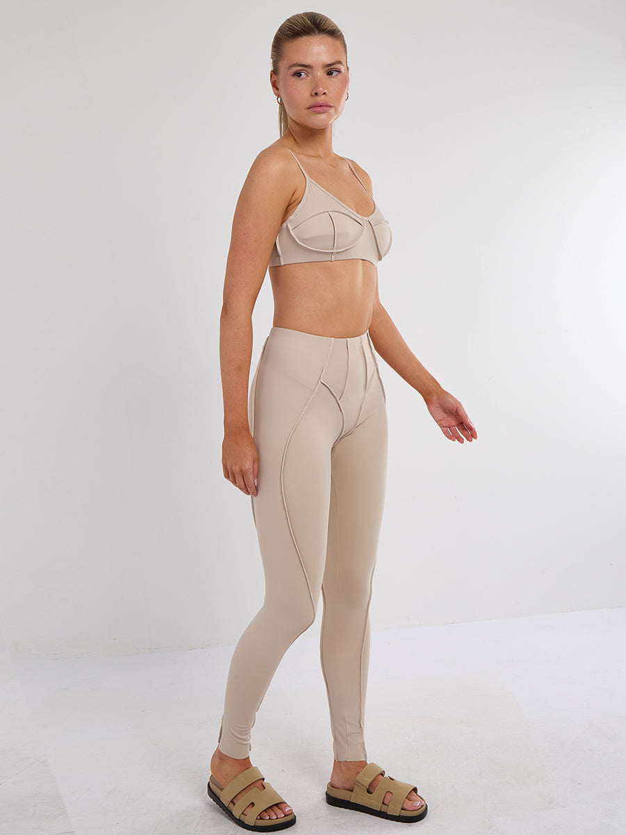 Seam Detail Bralet and Leggings Gym Set