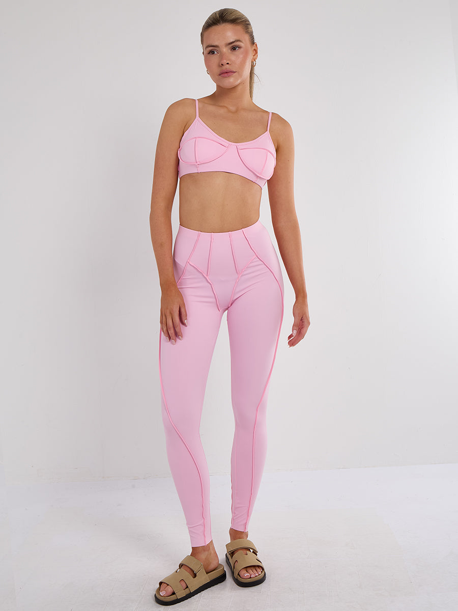 Seam Detail Bralet and Leggings Gym Set
