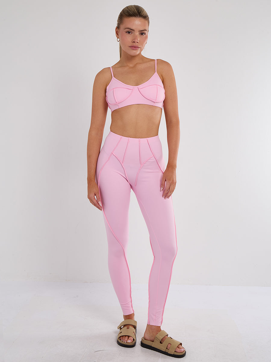 Seam Detail Bralet and Leggings Gym Set