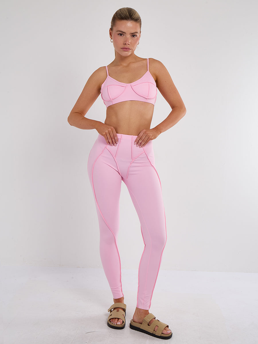 Seam Detail Bralet and Leggings Gym Set