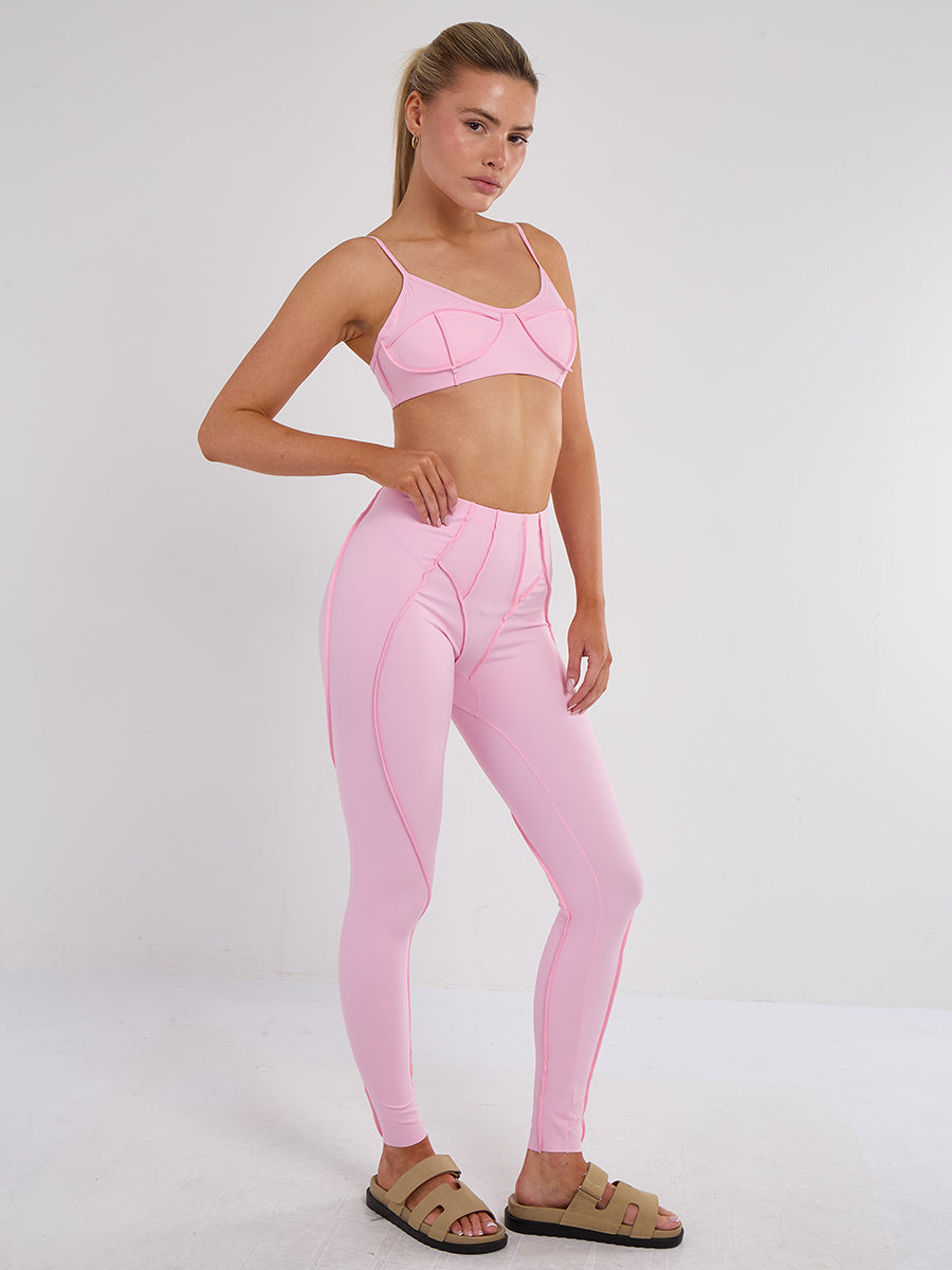 Seam Detail Bralet and Leggings Gym Set