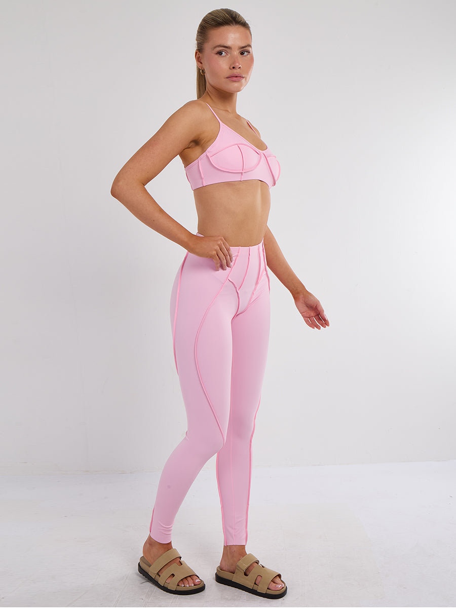 Seam Detail Bralet and Leggings Gym Set