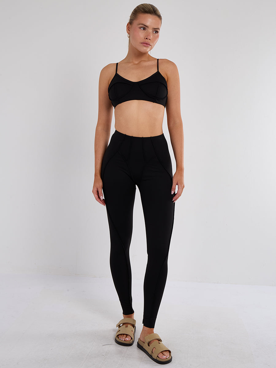 Seam Detail Bralet and Leggings Gym Set