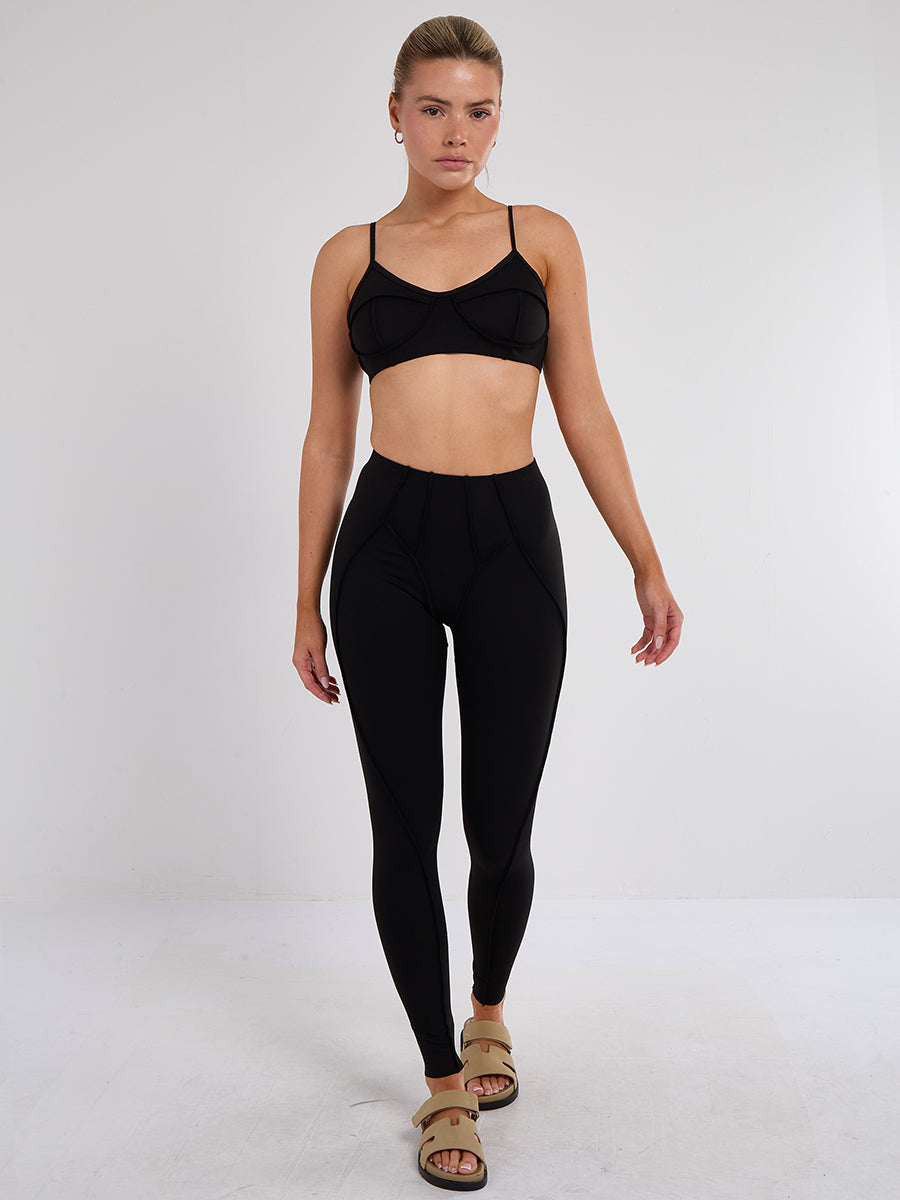 Seam Detail Bralet and Leggings Gym Set