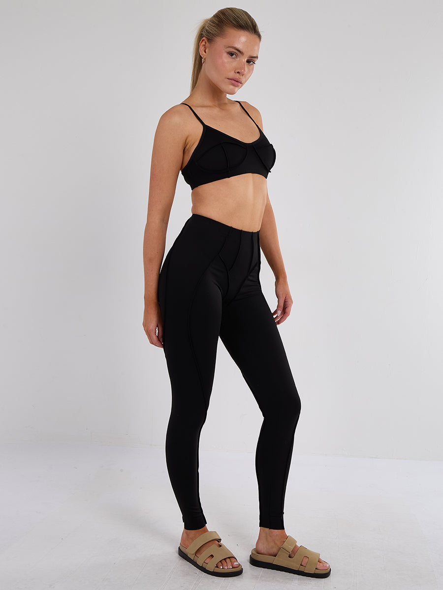 Seam Detail Bralet and Leggings Gym Set