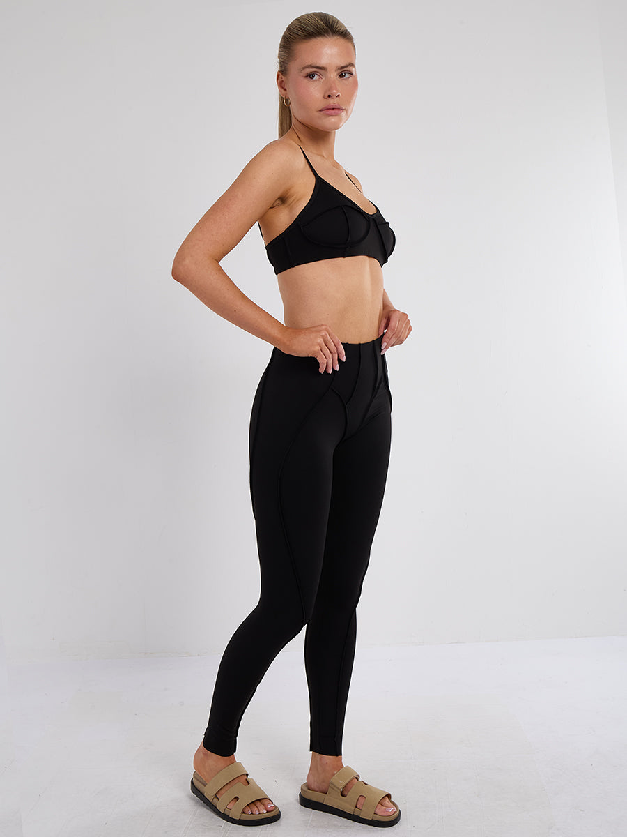 Seam Detail Bralet and Leggings Gym Set