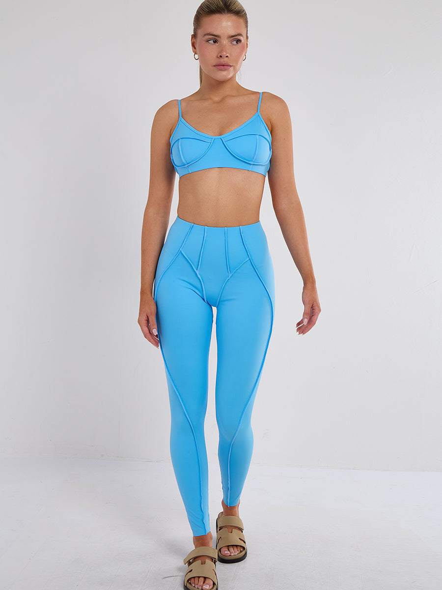 Seam Detail Bralet and Leggings Gym Set