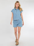 Chambray Button Through Sleeveless Top and Shorts Co-ord