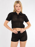 Crochet Knitted Top and Shorts Co-Ord