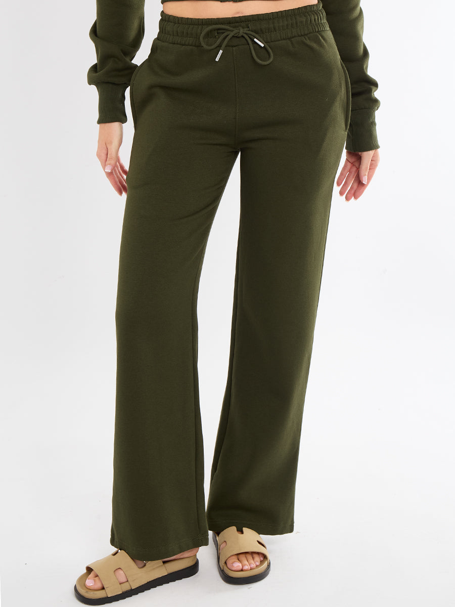Cropped Zip Up Sweatshirt & Wide Leg Trouser Tracksuit