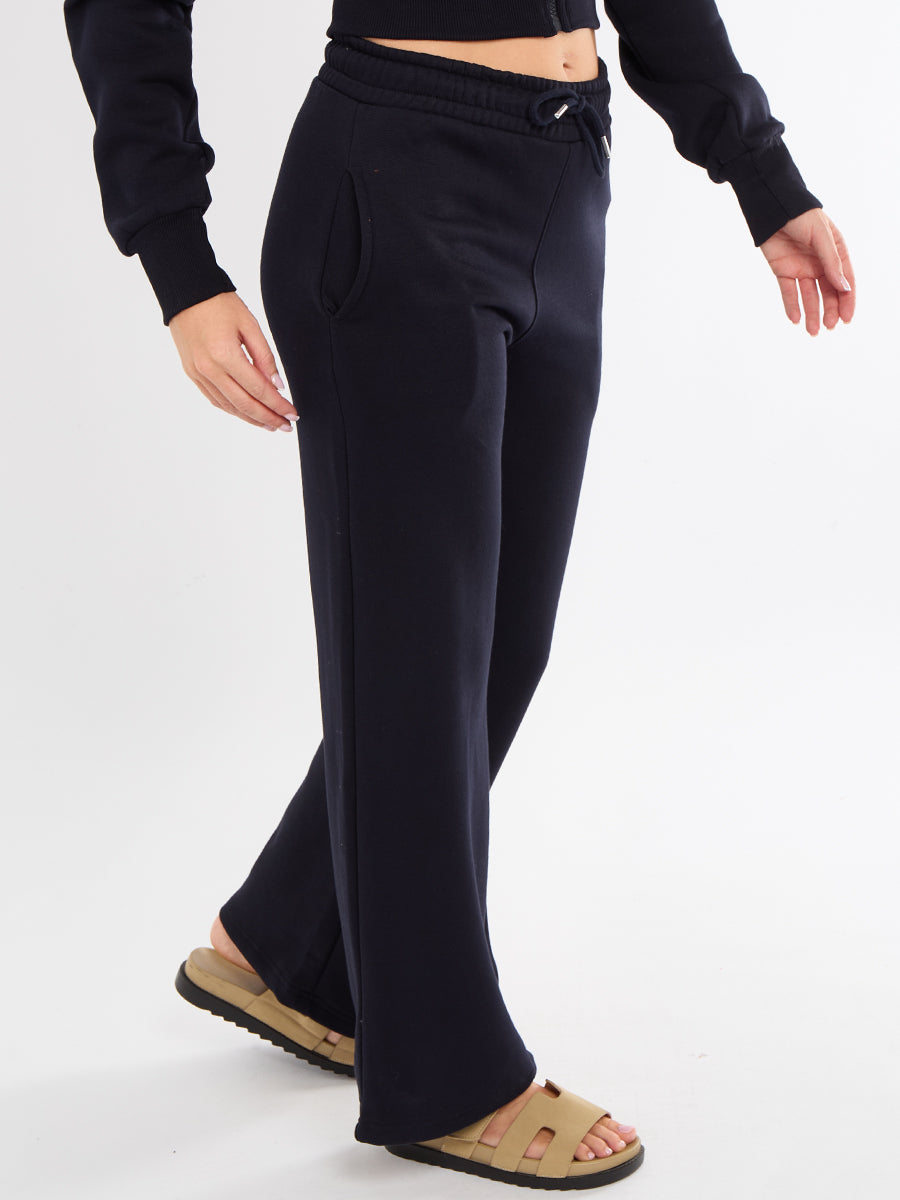 Cropped Zip Up Sweatshirt & Wide Leg Trouser Tracksuit