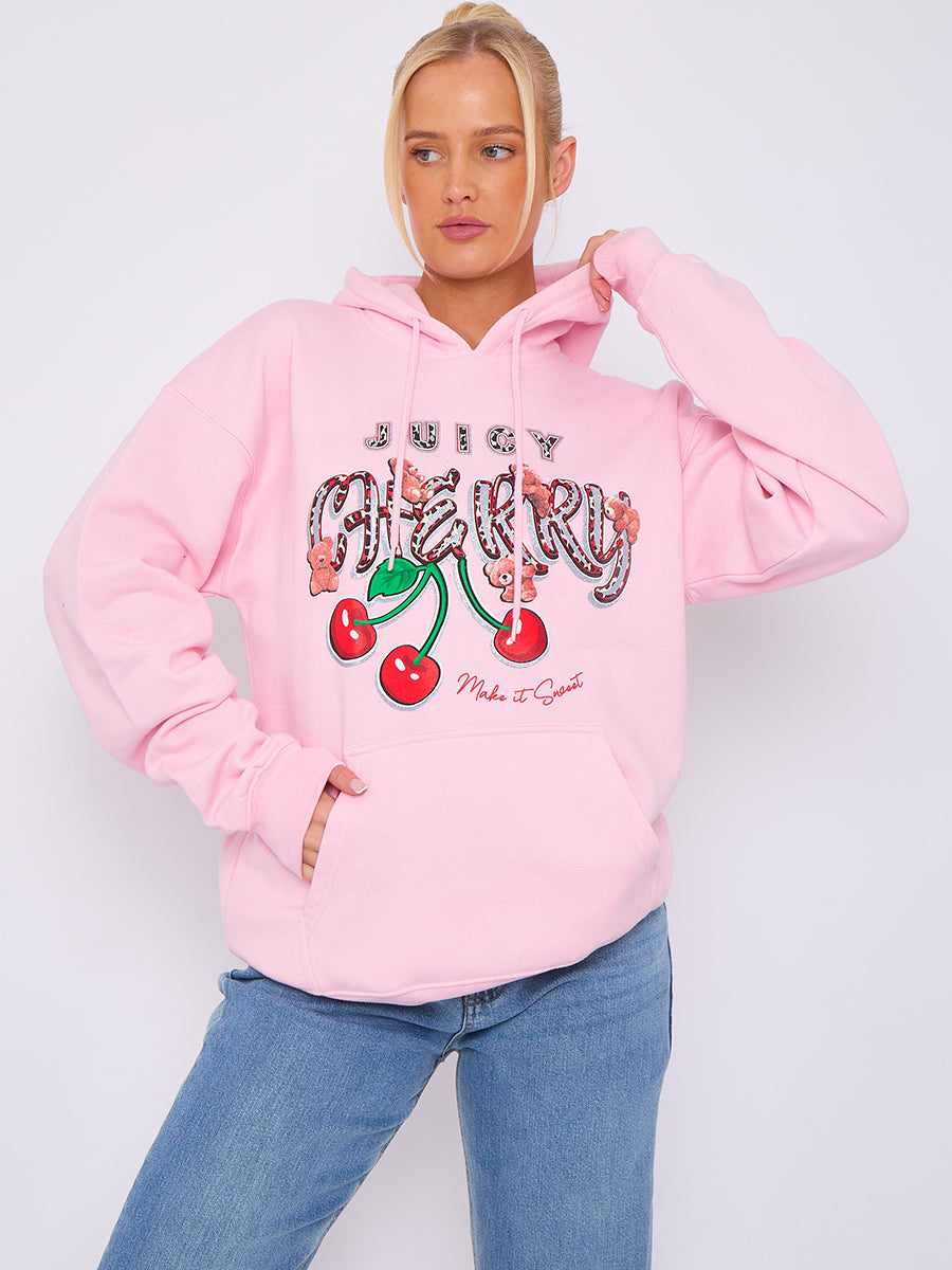 Juicy Cherry Print Graphic Hoodie