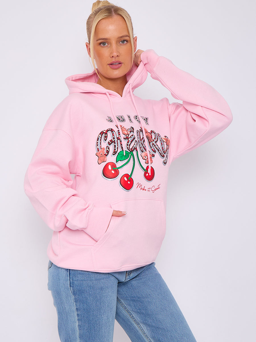 Juicy Cherry Print Graphic Hoodie