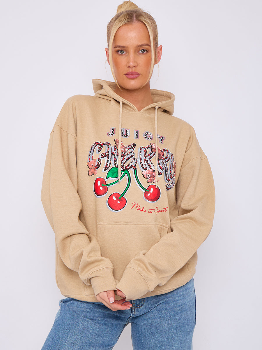Juicy Cherry Print Graphic Hoodie