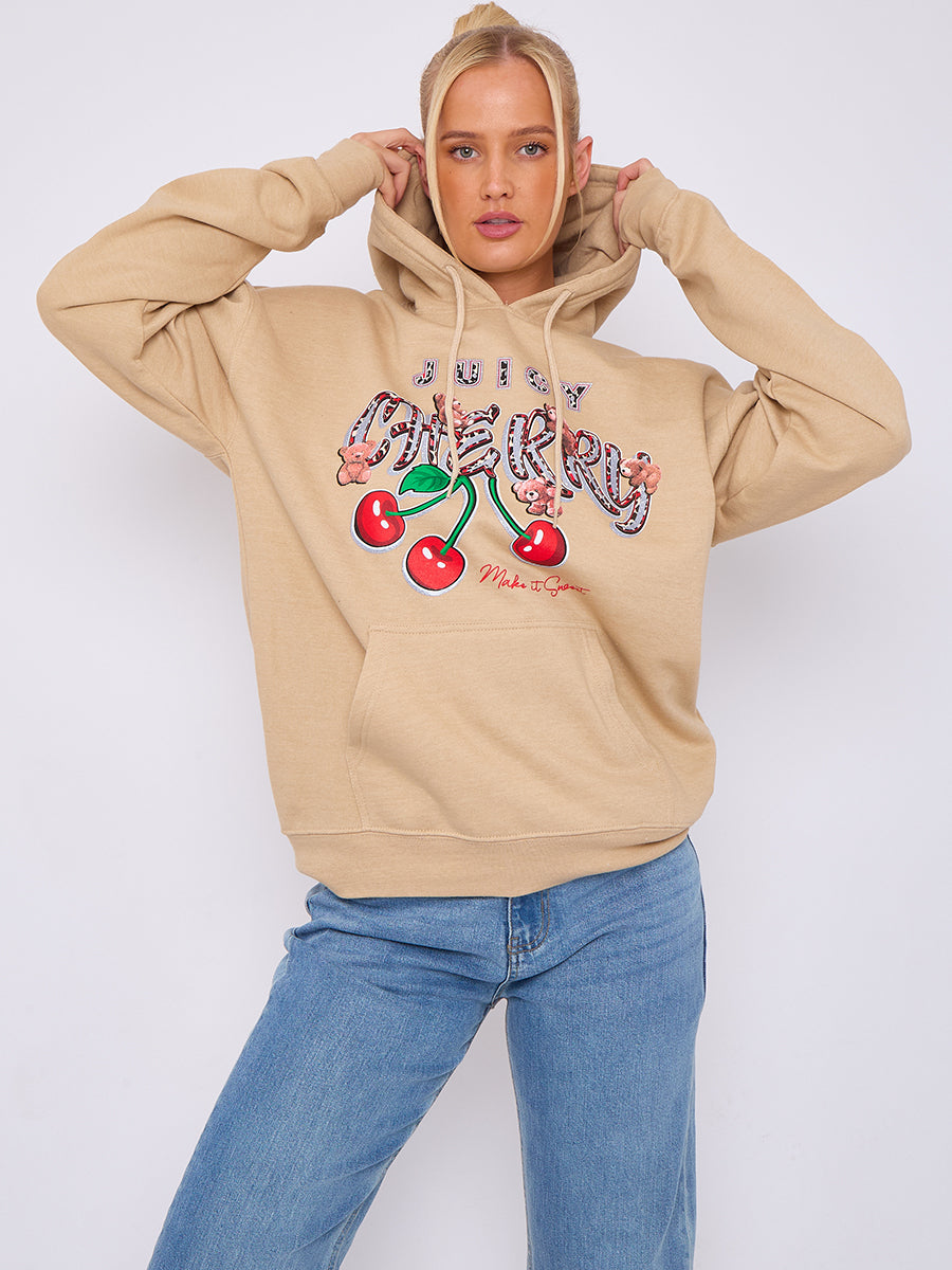 Juicy Cherry Print Graphic Hoodie