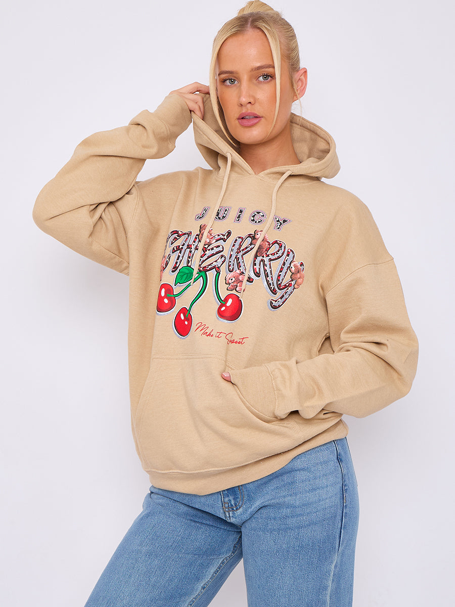 Juicy Cherry Print Graphic Hoodie
