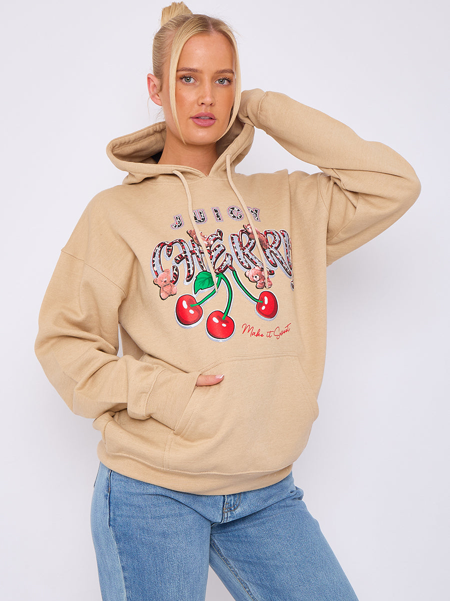 Juicy Cherry Print Graphic Hoodie