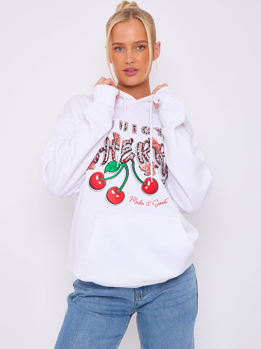Juicy Cherry Print Graphic Hoodie
