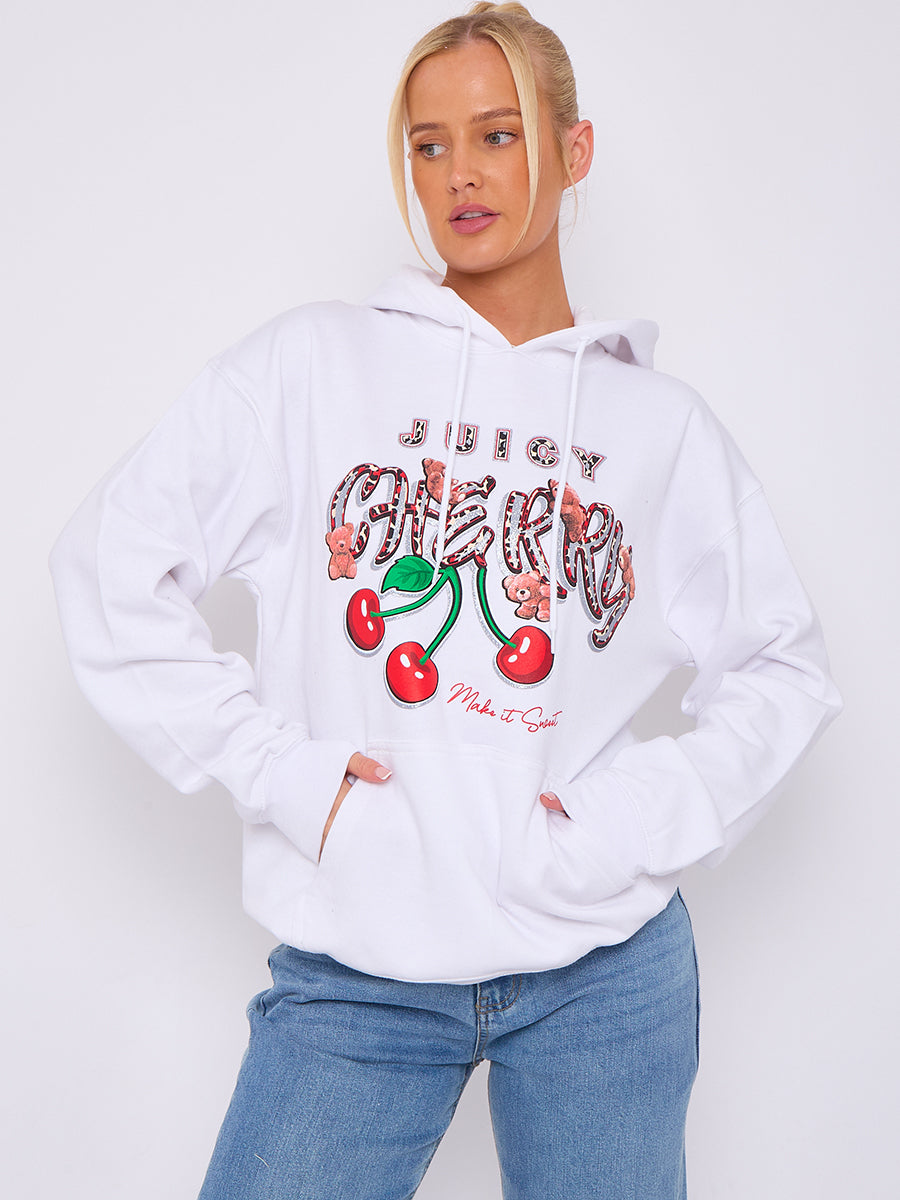 Juicy Cherry Print Graphic Hoodie