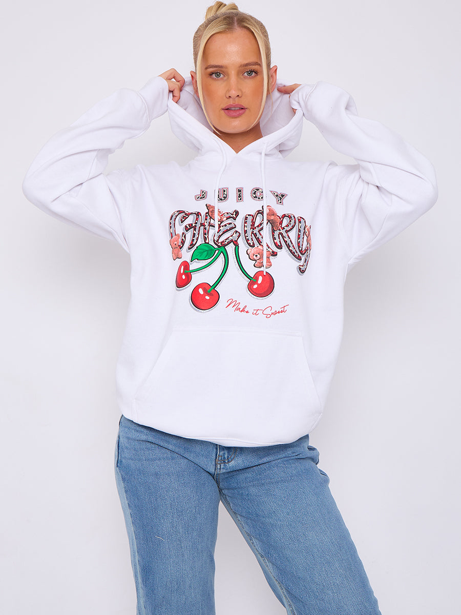 Juicy Cherry Print Graphic Hoodie