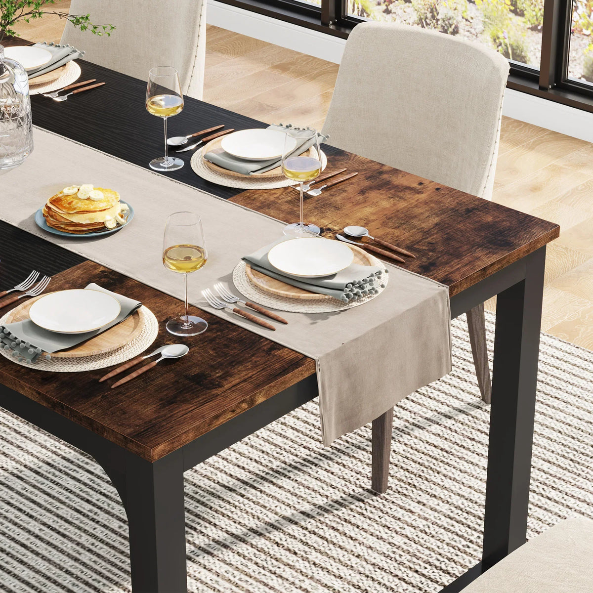 Tribesigns 63"x31.5" Dining Table, Industrial Kitchen Table for 6-8 Person, Rectangular Dinner Table for Dining Room Kitchen