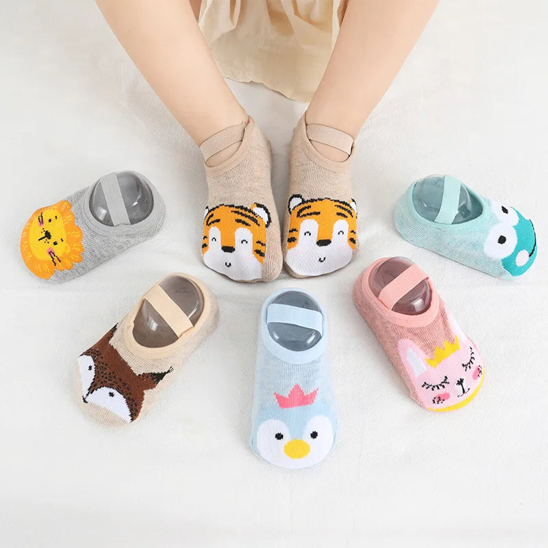 Spring Anti Slip Baby Socks Toddler Kids Floor Socks with Rubber Soles Autumn Newborn Baby Boy Girl Cartoon Cute Ball Warm Socks