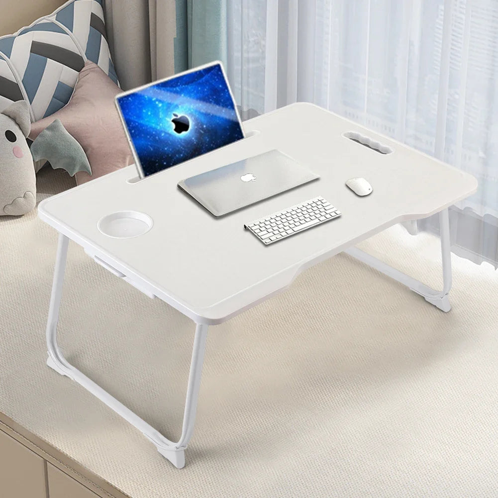 Foldable portable laptop bed desk with drawer for laptop, 60cmW x 42cmD x 28cmH