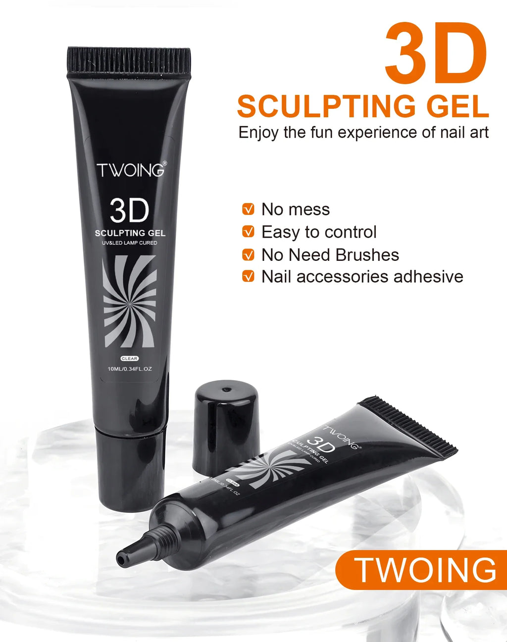 3pcs 3D Nail Art Gel - DIY Designs,Waterproof Sculpting gel，Waterproof Nail Art Design Gel for Intricate Carvings & Shapes 10ml