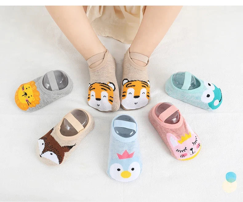 Spring Anti Slip Baby Socks Toddler Kids Floor Socks with Rubber Soles Autumn Newborn Baby Boy Girl Cartoon Cute Ball Warm Socks