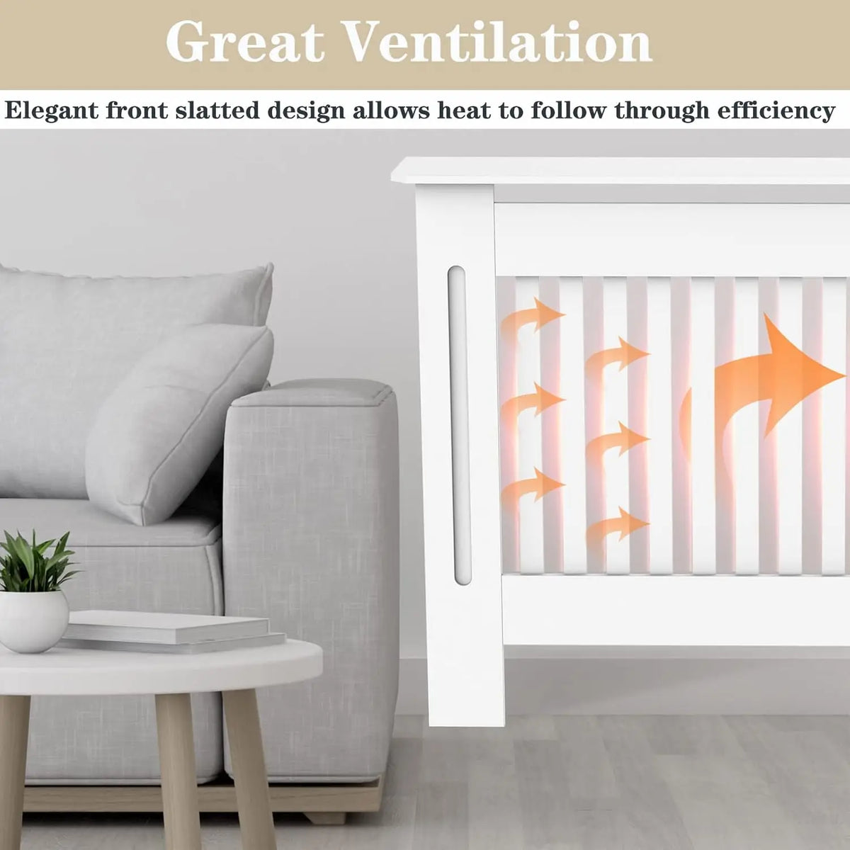 BRIEFNESS Radiator cover Wooden wall-mounted White painted MDF cupboard heater cover Modern heating cover Barbecue cabinet shelf