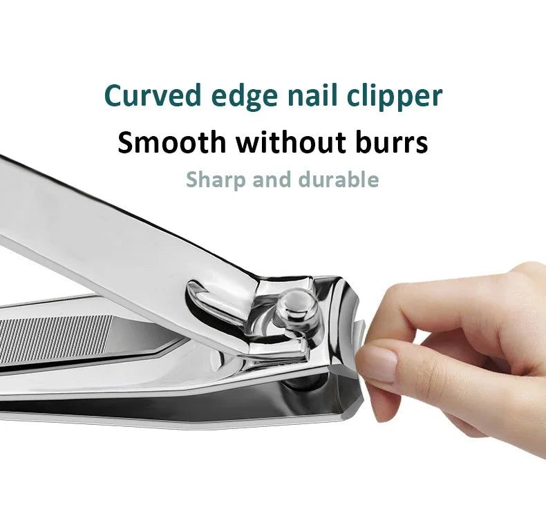 Ouriner Nail Clippers Stainless Steel Sharpest Nail Cutter Duty Curved Edge for Adult Men Women Swing Out Nail Cleaner/File