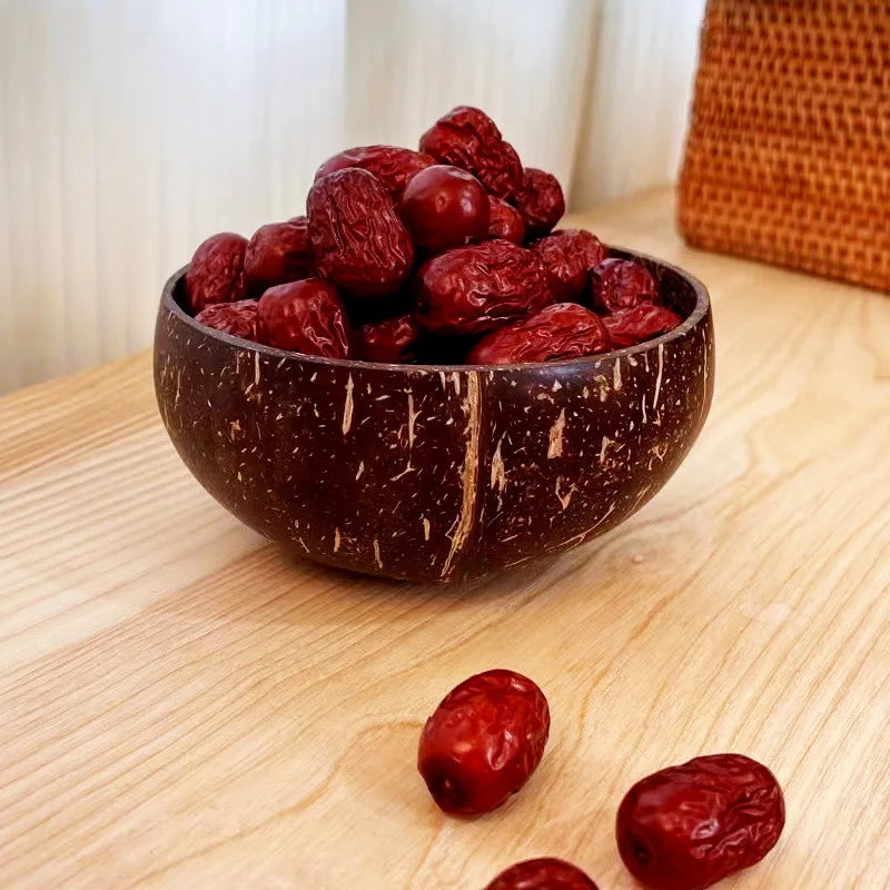 Natural Coconut Bowl Set Wooden Salad Ramen Bowl Coconut Wood Spoon Set Coco Smoothie Kitchen Tableware Coconut Bowl