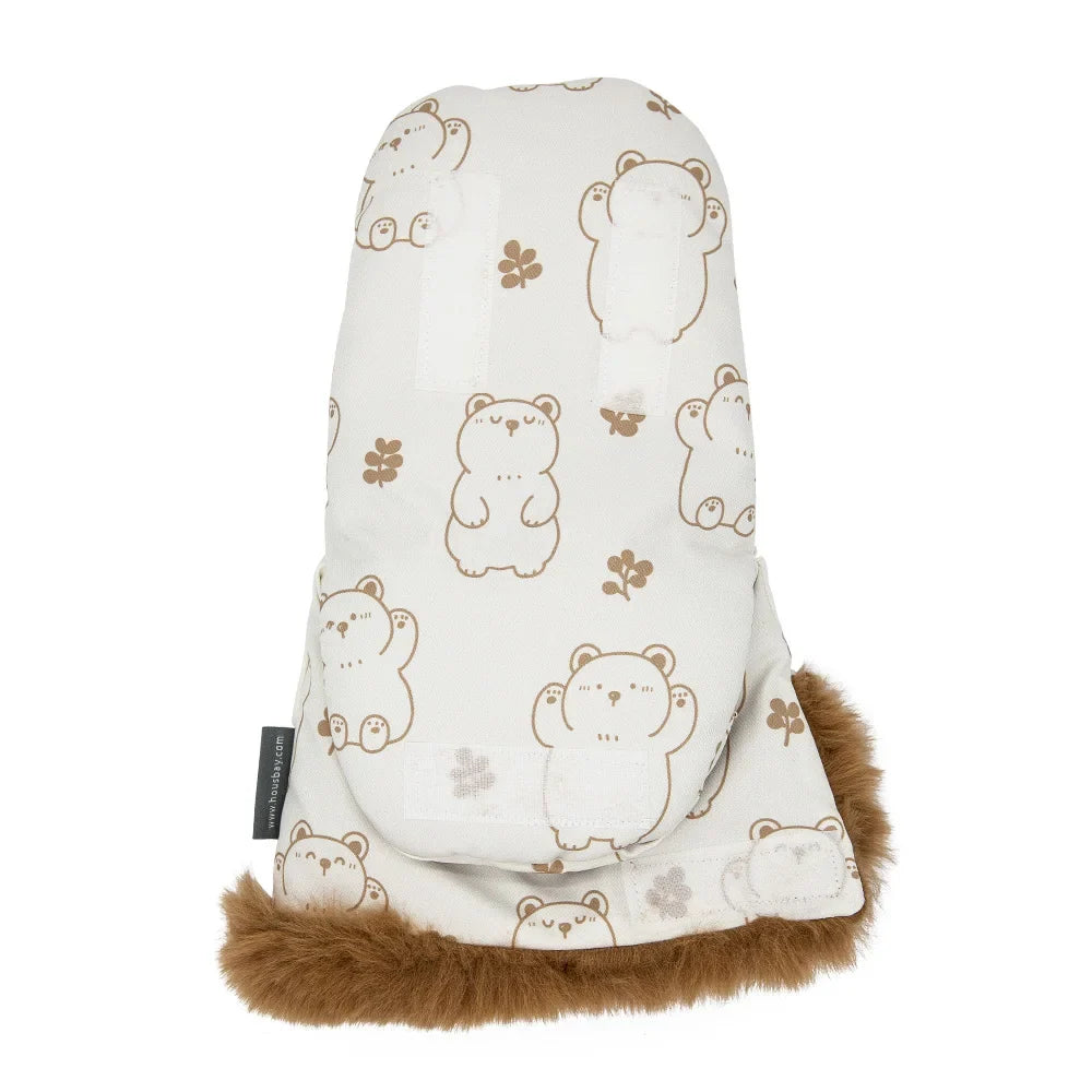 Stroller Gloves 1 Pair Winter Windproof Warm Cute Bear Brown Style Universal Prams Gloves Waterproof Baby Stroller Accessories