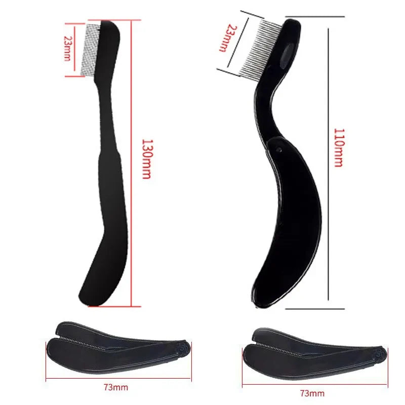 Foldable Ultra-fine Stainless Steel Eyelash Brush Lash Separator Eyebrow Eyelashes Extension Comb Eyelash Curler Makeup Tools