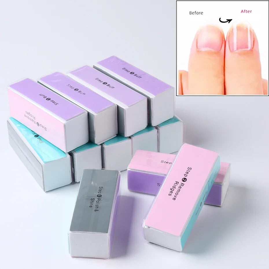 4 Sides Sponge Nail Buffers Colorful Sanding Buffing Block Grinding Polishing Nail File 4 Sided Professional Nail Manicure Tool