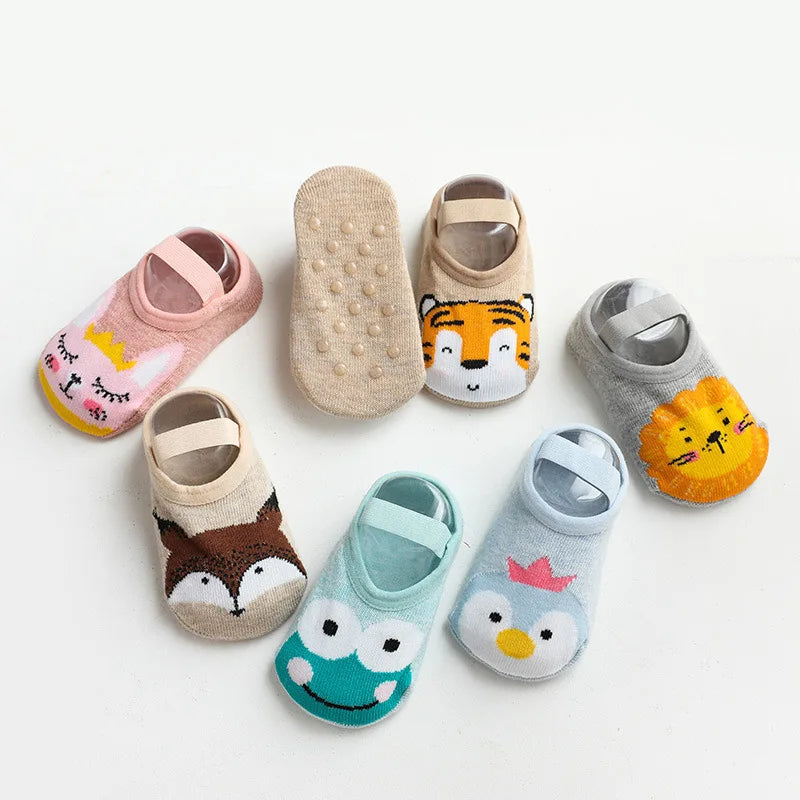 Spring Anti Slip Baby Socks Toddler Kids Floor Socks with Rubber Soles Autumn Newborn Baby Boy Girl Cartoon Cute Ball Warm Socks