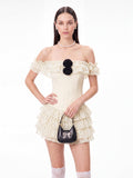 Talven Tiered Flower Dot Skirt Set In White
